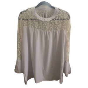 Boutique White Lace Blouse Size XXL